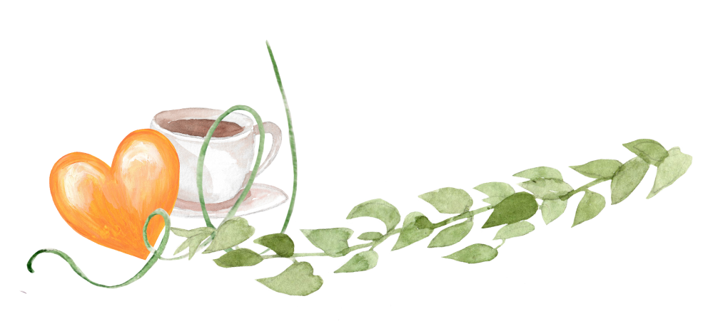 Herz mit Tasse und Blättern